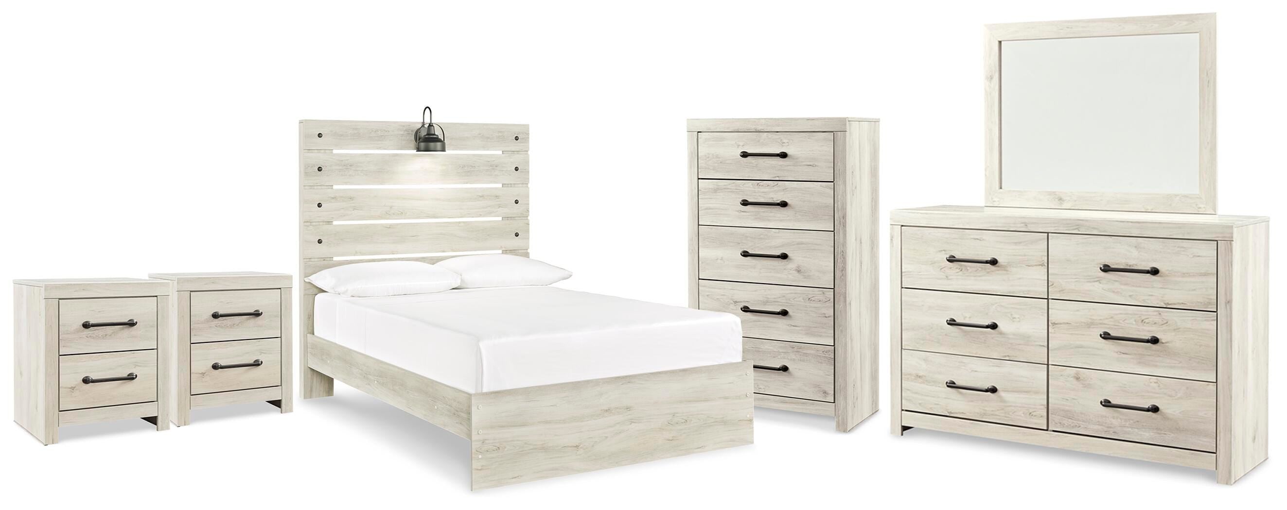 Averly Panel Bed, Dresser, Mirror, Chest and 2 Nightstands