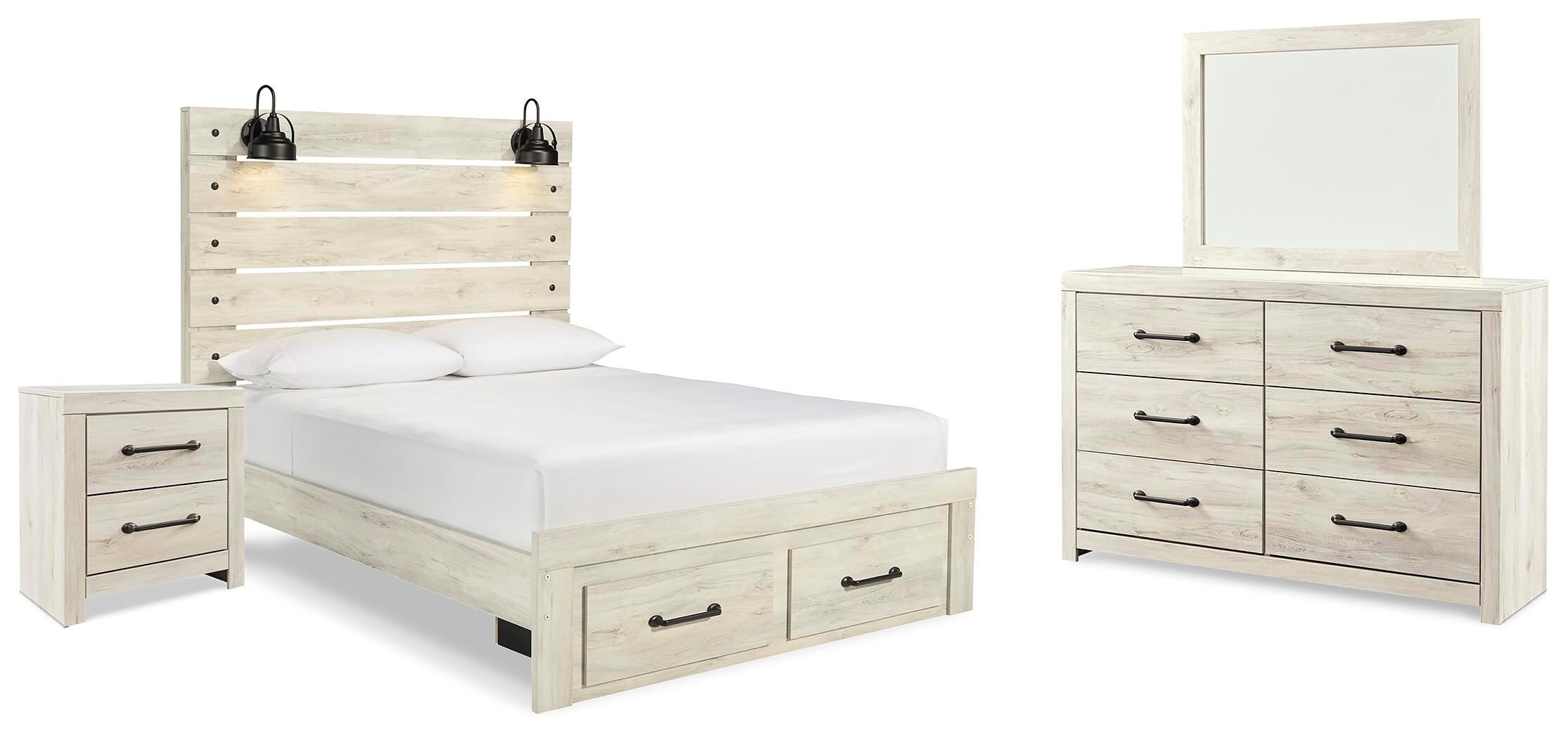 Cambeck Panel Storage Bed, Dresser, Mirror and Nightstand