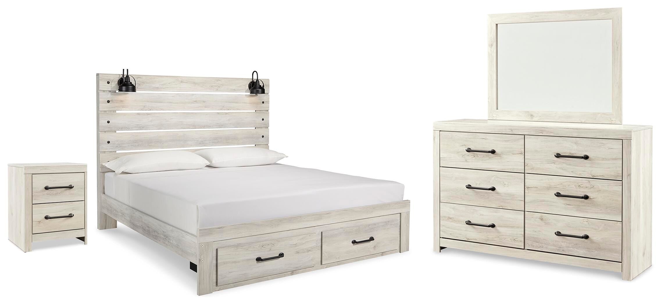 Cambeck Panel Storage Bed, Dresser, Mirror and Nightstand