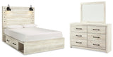 Cambeck Panel Bed with Storage, Dresser and Mirror