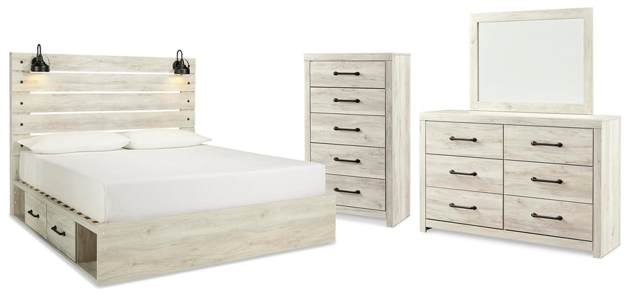 Cambeck Panel Bed with Storage, Dresser, Mirror and Chest
