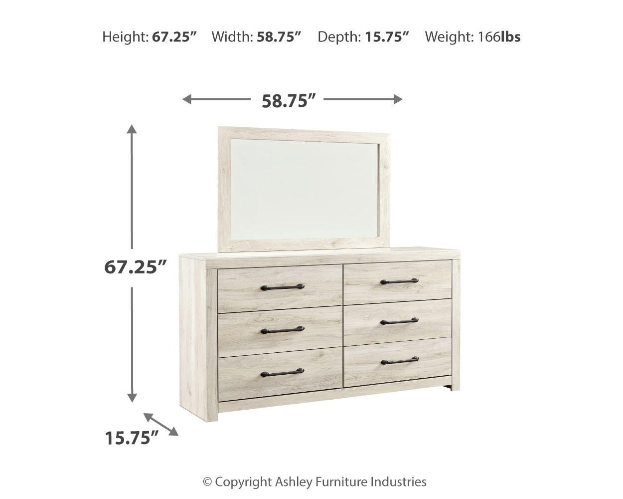 Cambeck Panel Bed with Mirrored Dresser, Chest and Nightstand