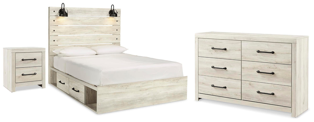 Averly Panel Bed with Storage, Dresser and Nightstand