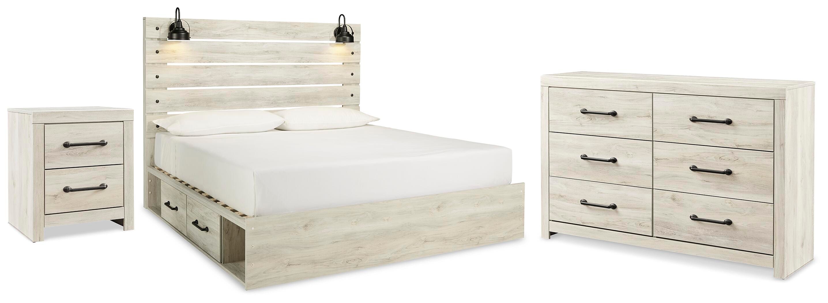 Cambeck Panel Bed with Storage, Dresser and Nightstand