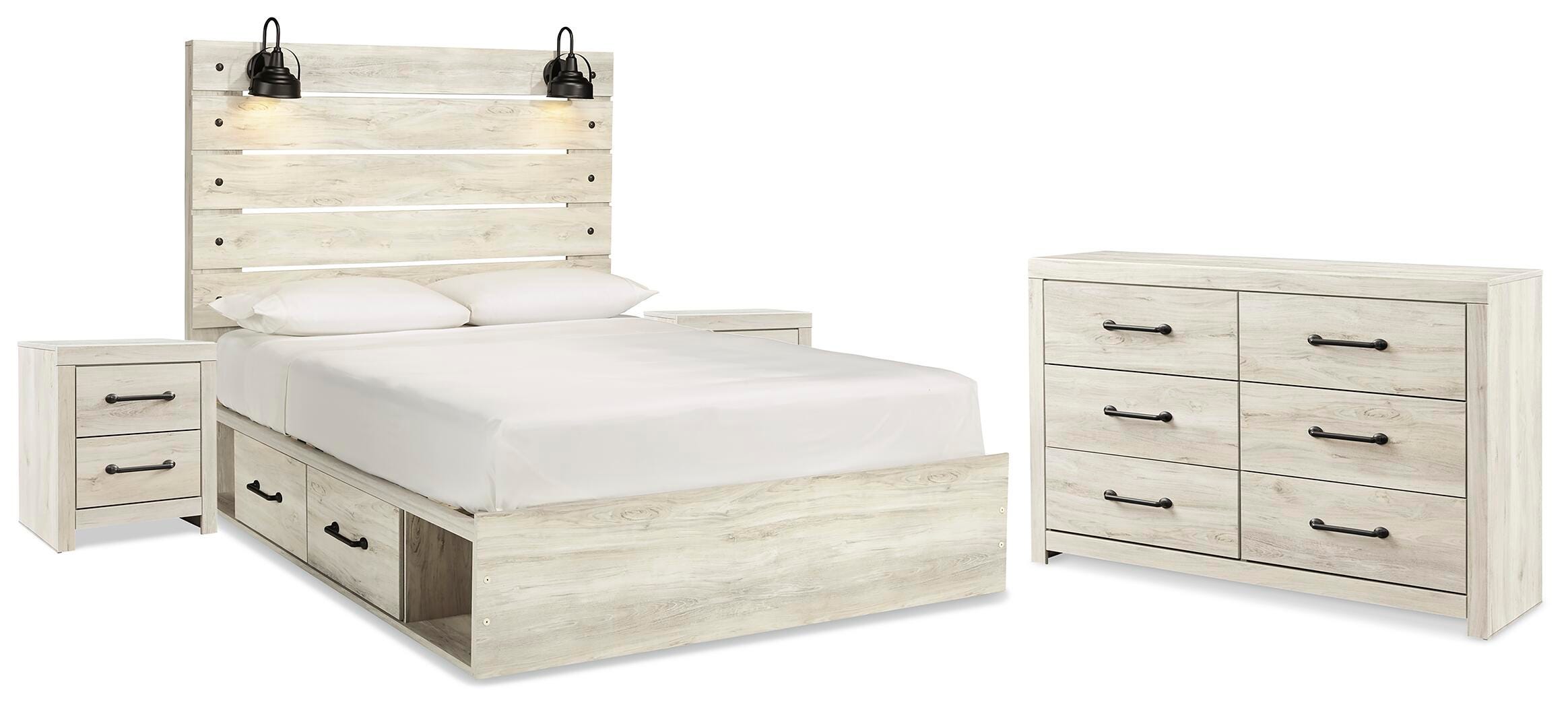 Cambeck Panel Bed with Storage, Dresser and 2 Nightstands