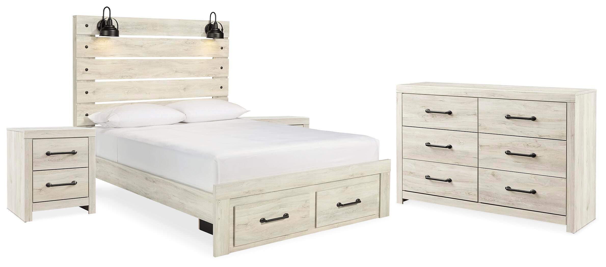 Cambeck Panel Storage Bed, Dresser and 2 Nightstands