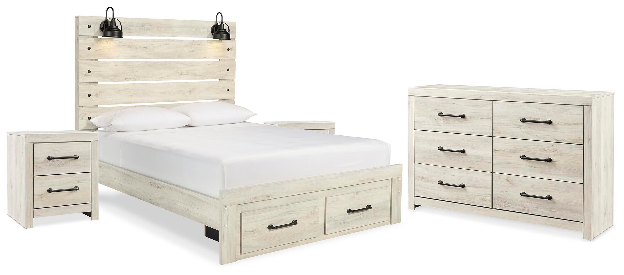 Cambeck Panel Storage Bed, Dresser and 2 Nightstands