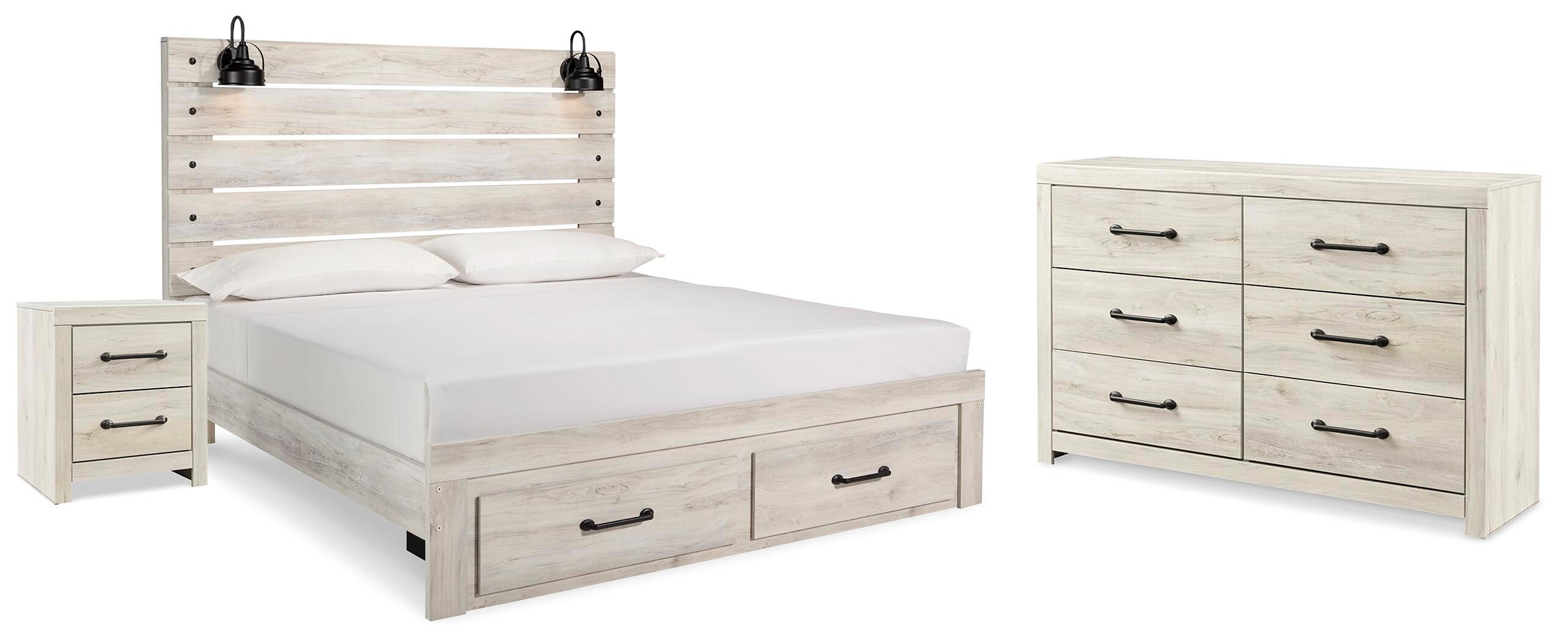 Cambeck Panel Storage Bed, Dresser and Nightstand