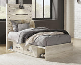 Cambeck Panel Bed with 2 Storage Drawers with Mirrored Dresser and 2 Nightstands