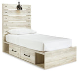 Cambeck Panel Bed with 2 Storage Drawers with Mirrored Dresser