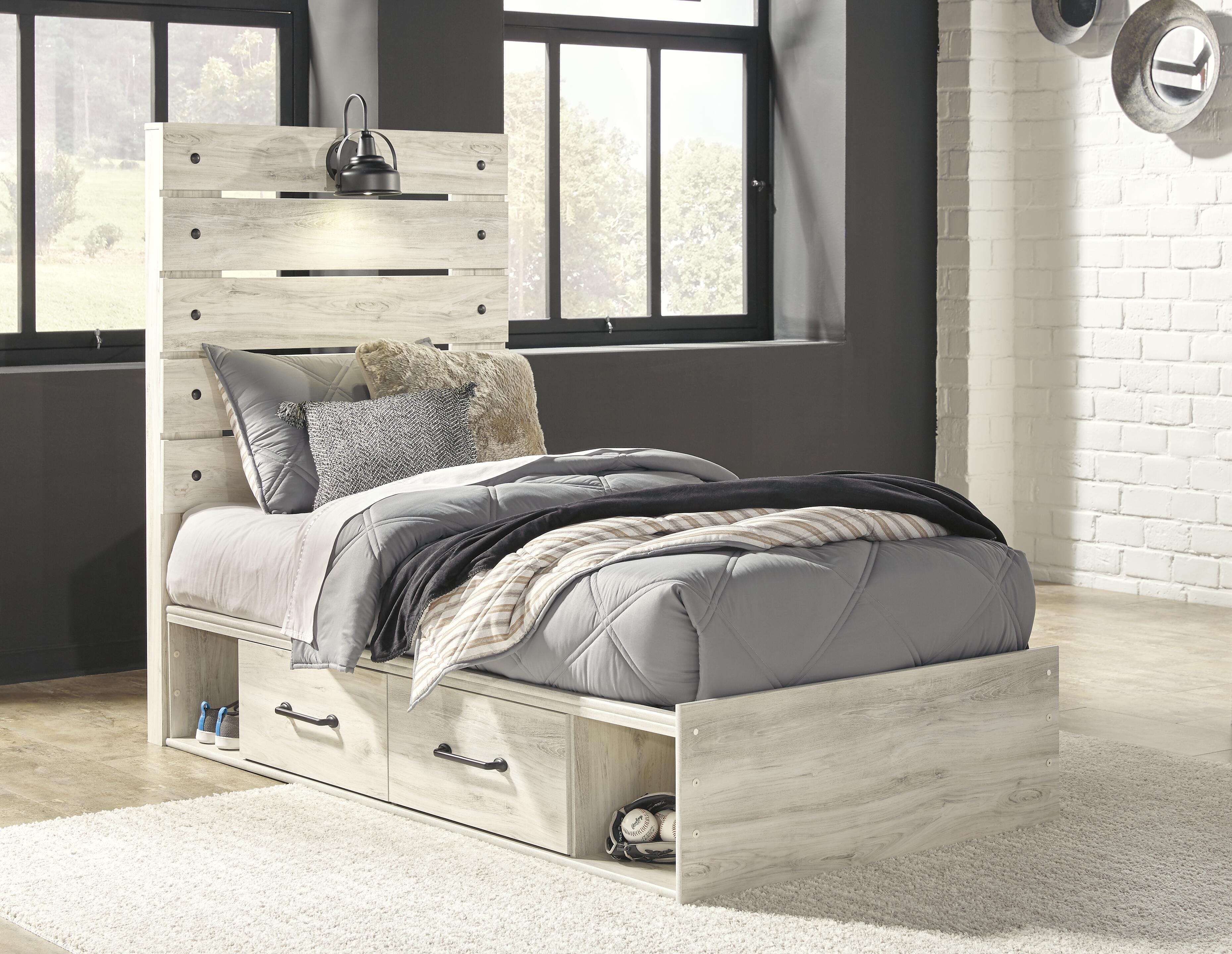 Cambeck Panel Bed with 4 Storage Drawers with Dresser