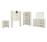 Cambeck Panel Headboard with Mirrored Dresser, Chest and Nightstand