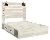 Cambeck Panel Bed with 2 Storage Drawers with Mirrored Dresser and Nightstand