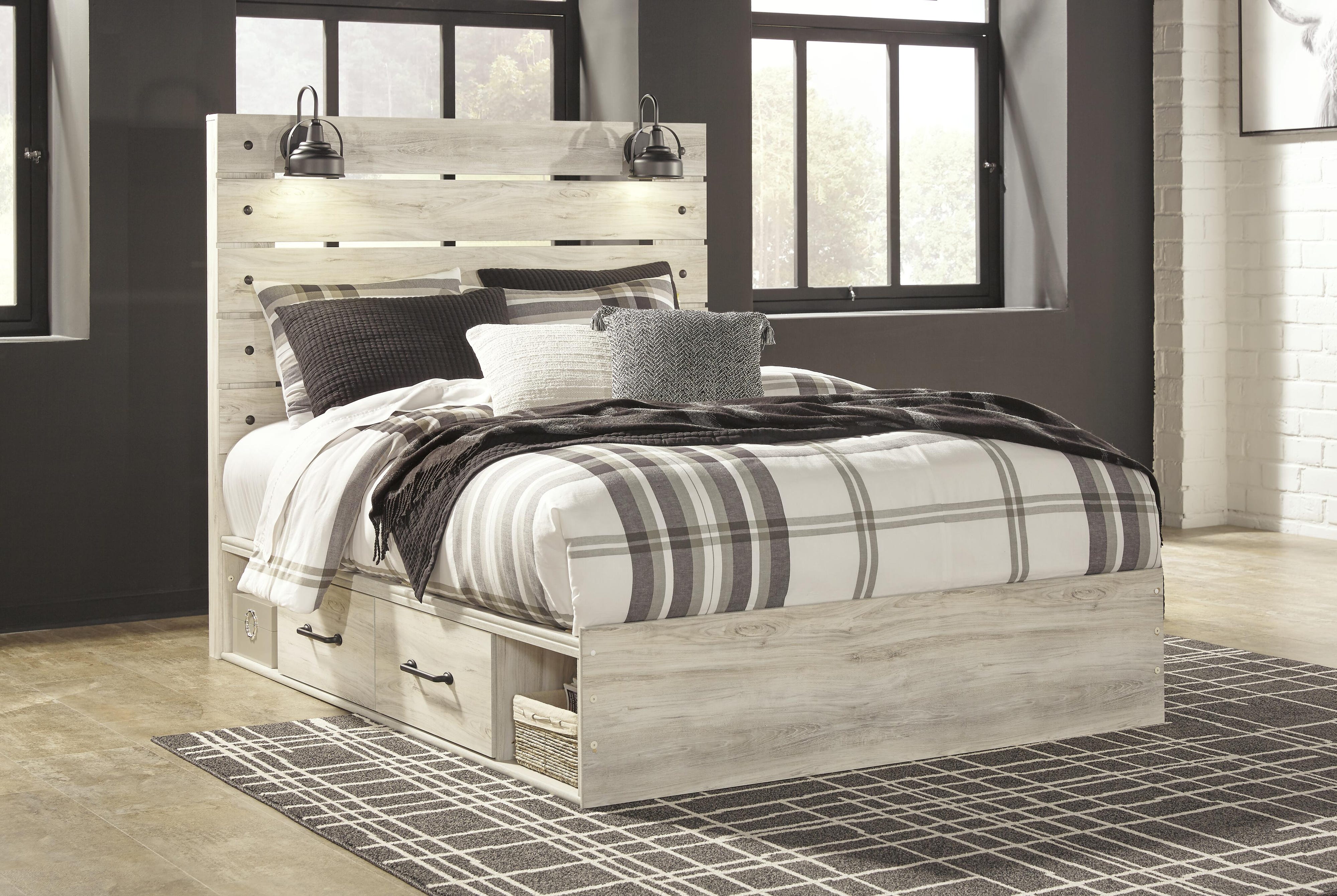Cambeck Panel Storage Bed and 2 Nightstands