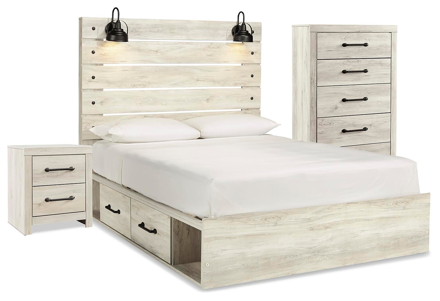Cambeck Panel Bed with Storage, Chest and Nightstand