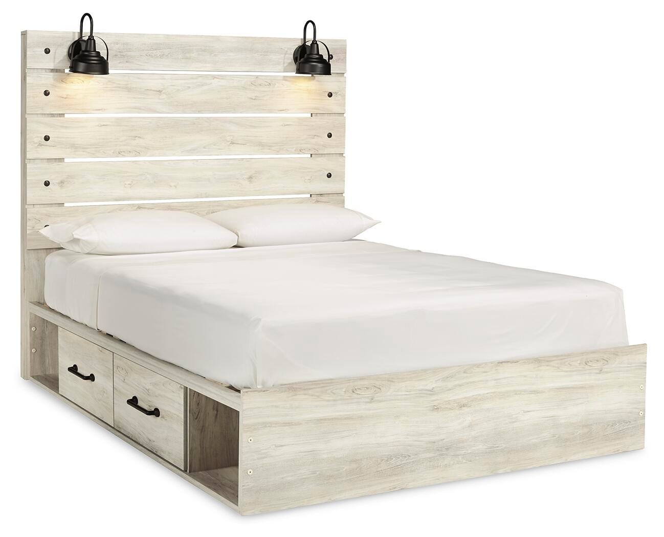 Cambeck Panel Bed with Storage, Dresser, Mirror and Nightstand