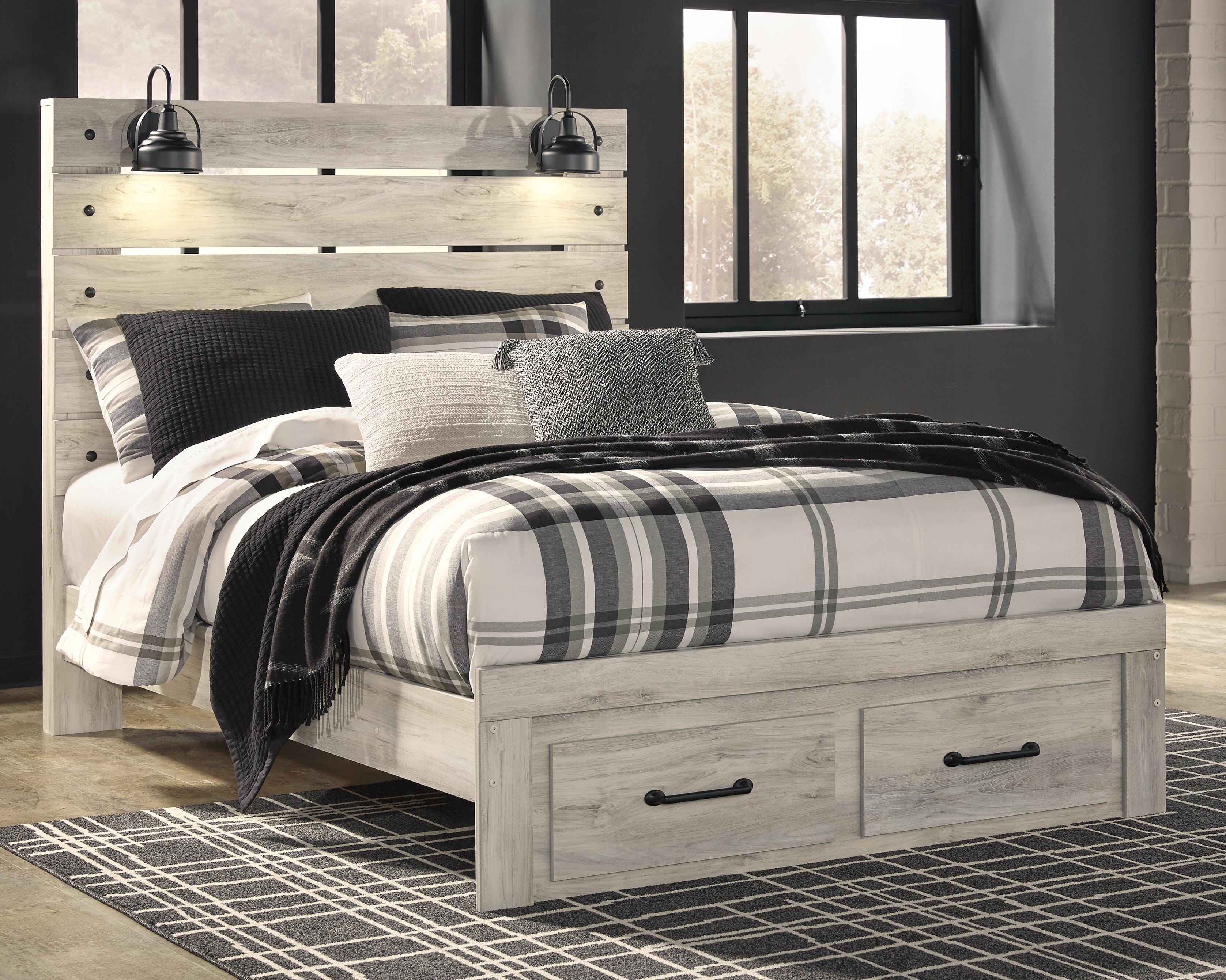 Cambeck Panel Bed with 2 Storage Drawers with Dresser
