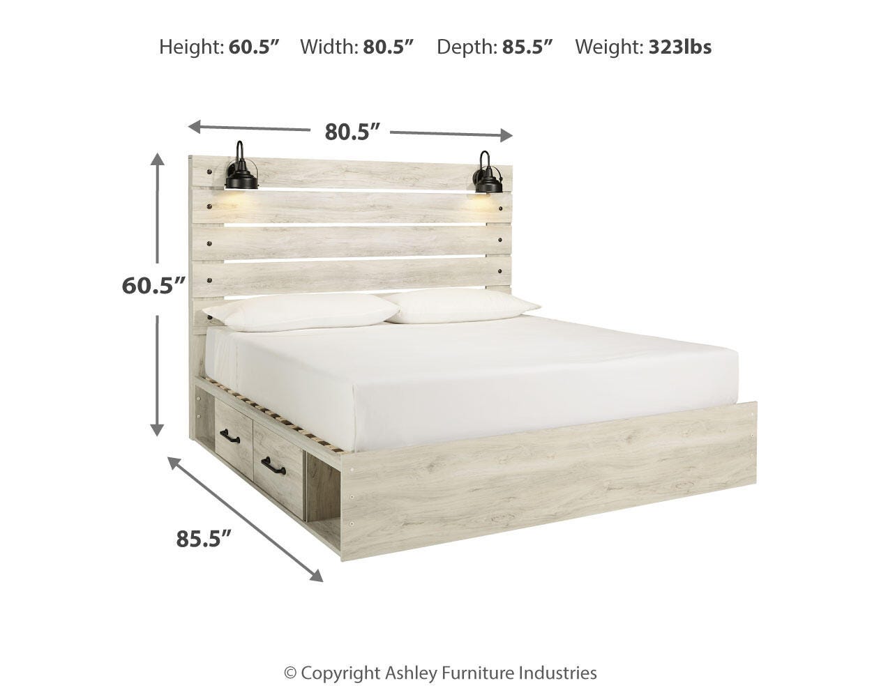 Cambeck Panel Bed with Storage, Dresser, Mirror and Chest