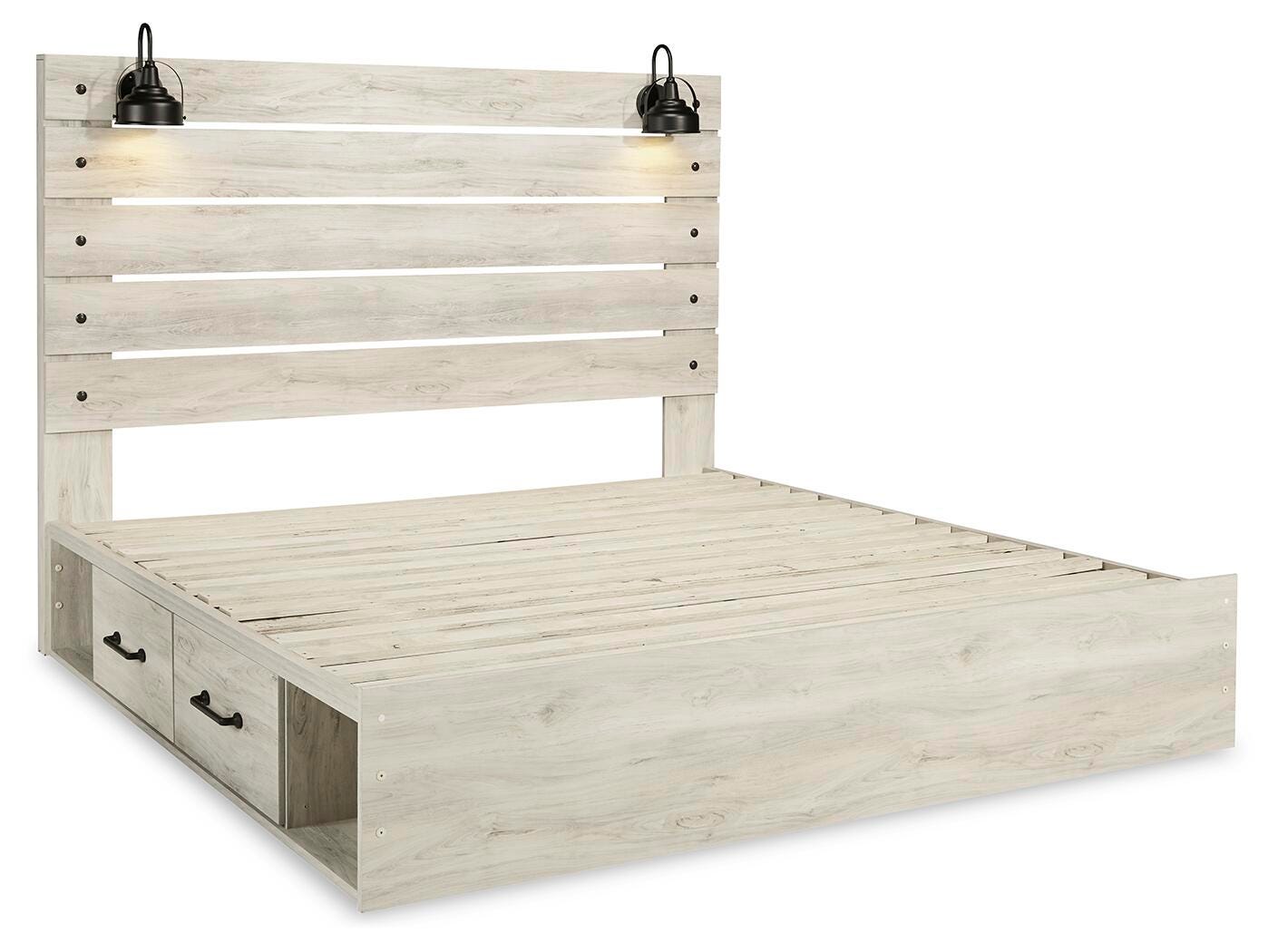 Cambeck Panel Bed with Storage, Dresser, Mirror and Nightstand