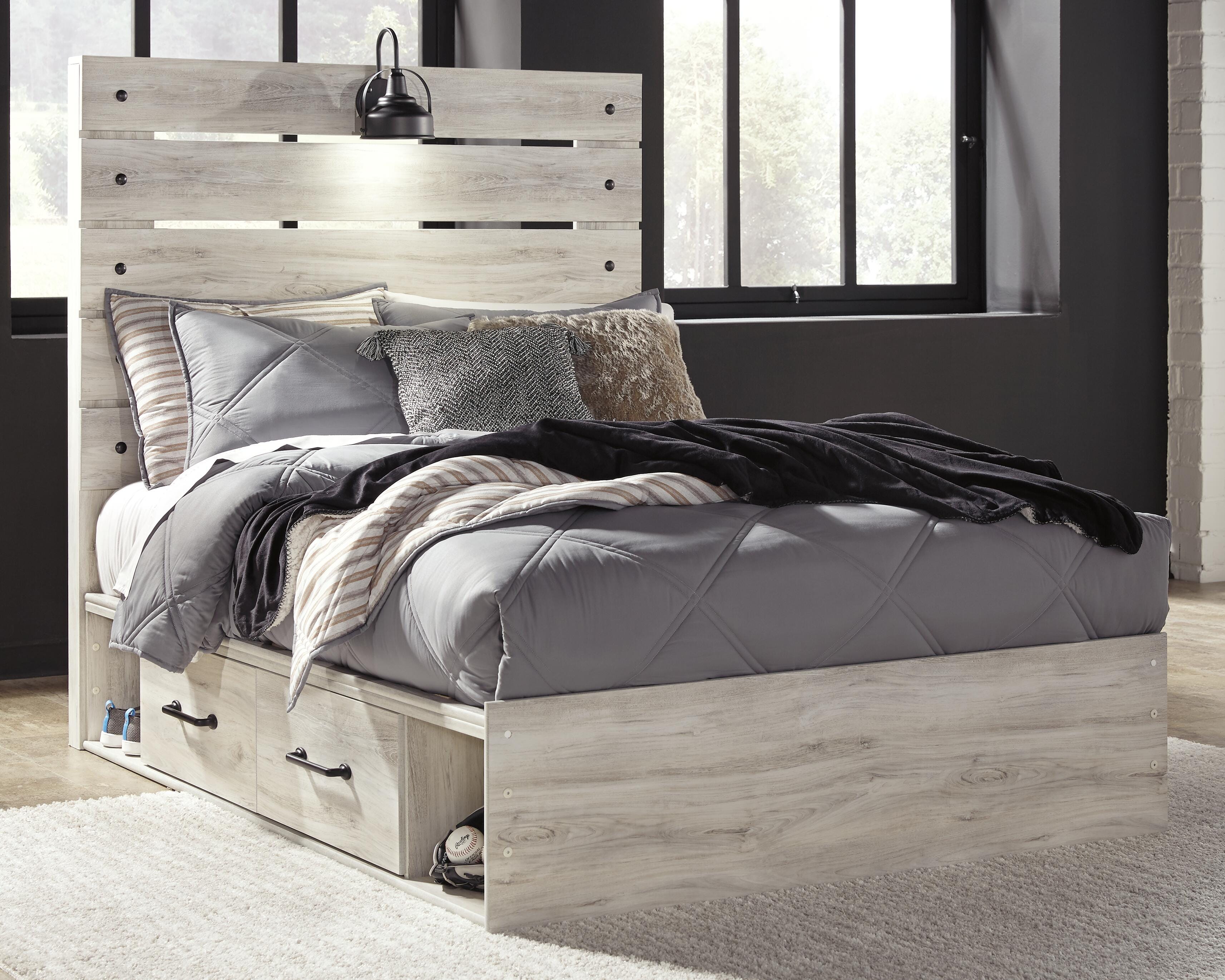 Cambeck Panel Bed with 2 Storage Drawers with Dresser