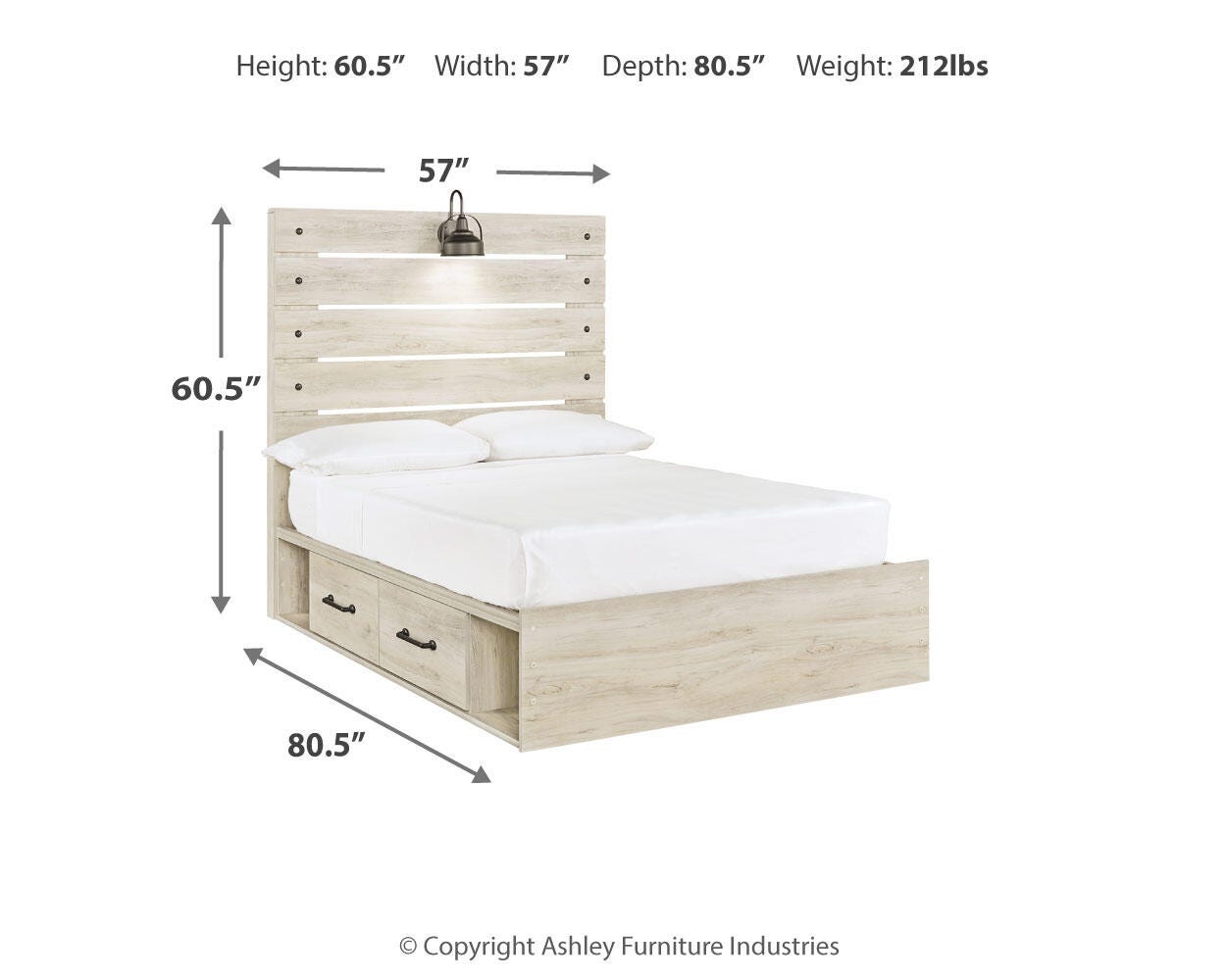 Cambeck Panel Bed with 2 Storage Drawers