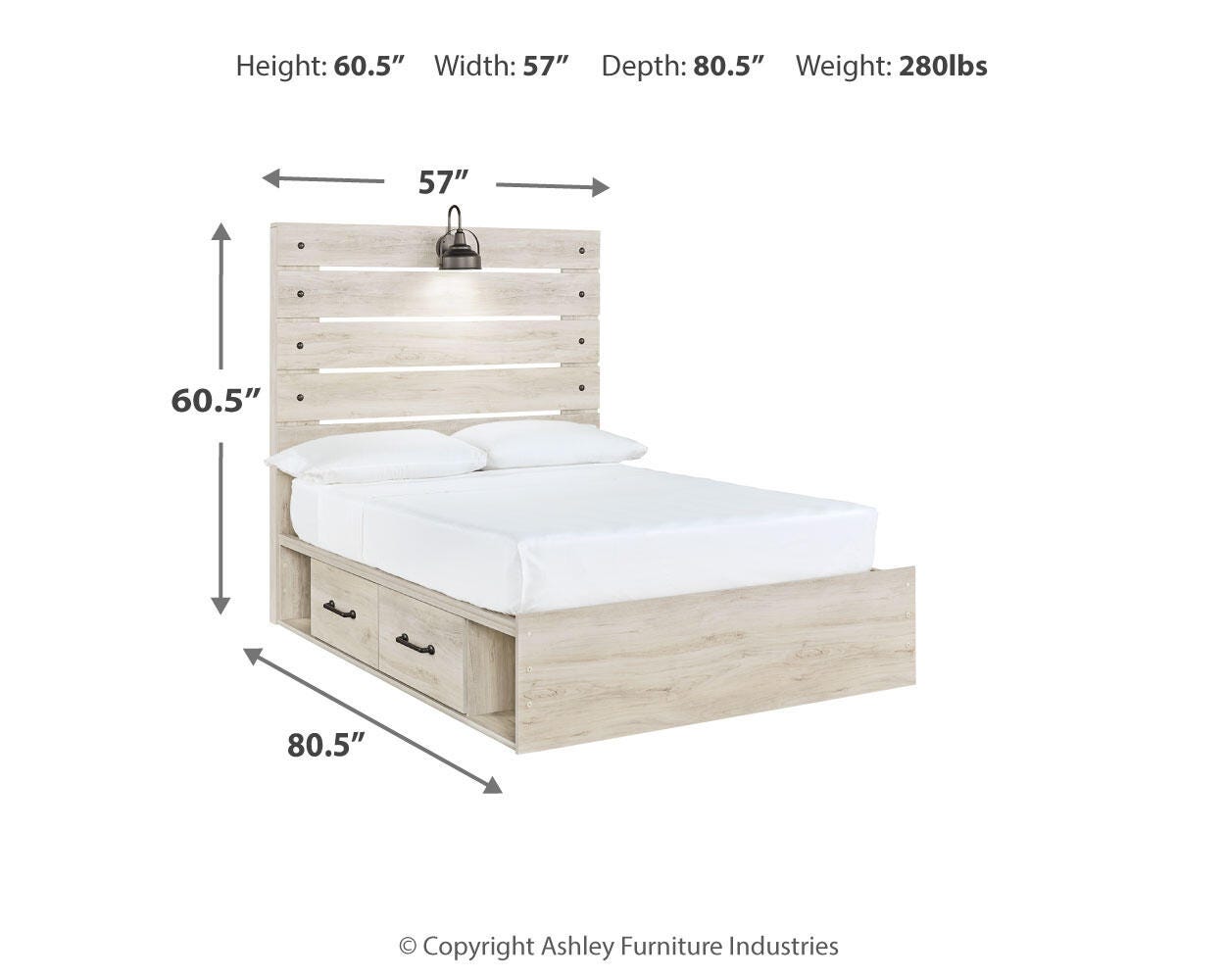 Cambeck Panel Bed with 4 Storage Drawers