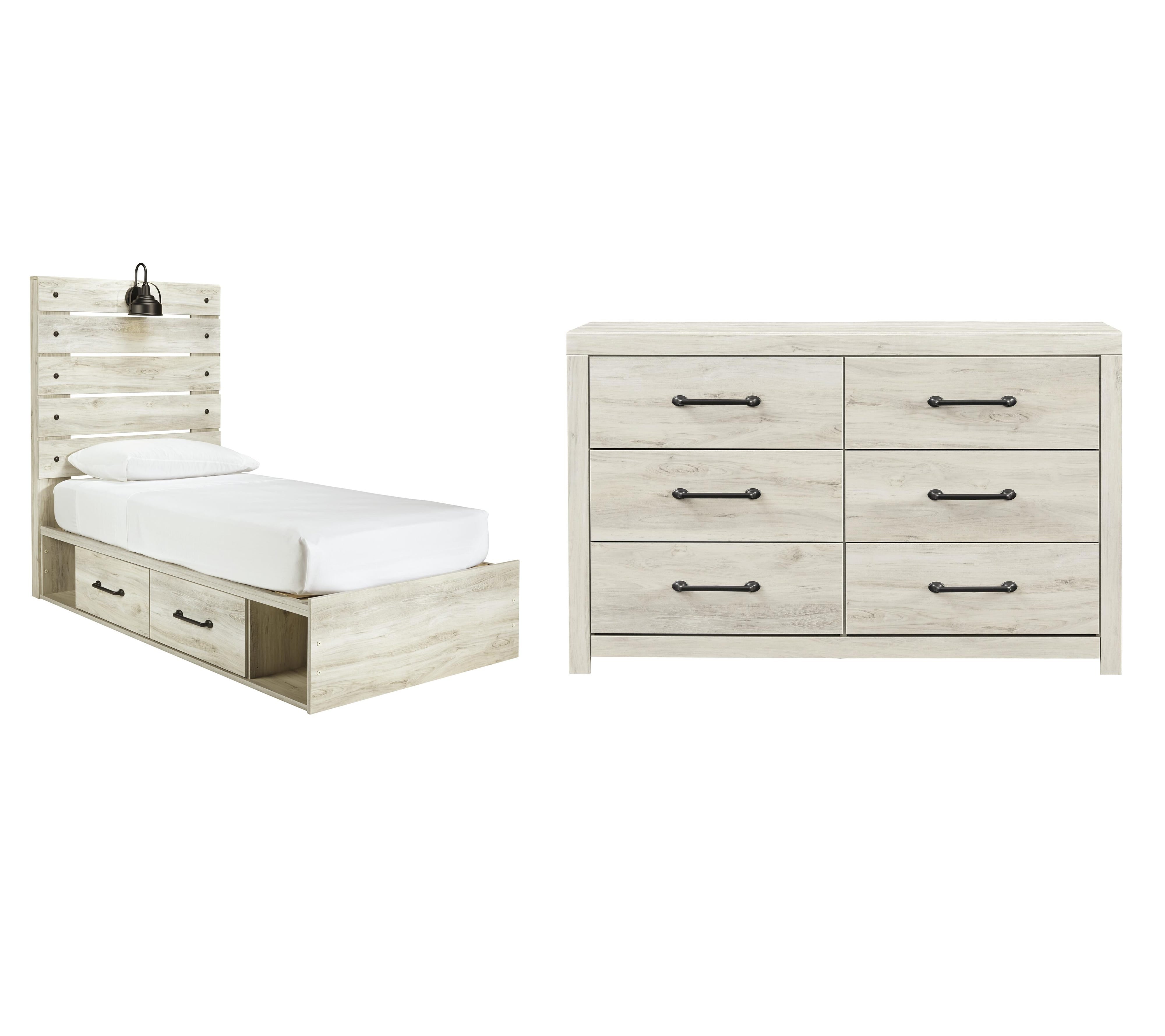 Cambeck Panel Bed with 2 Storage Drawers with Dresser