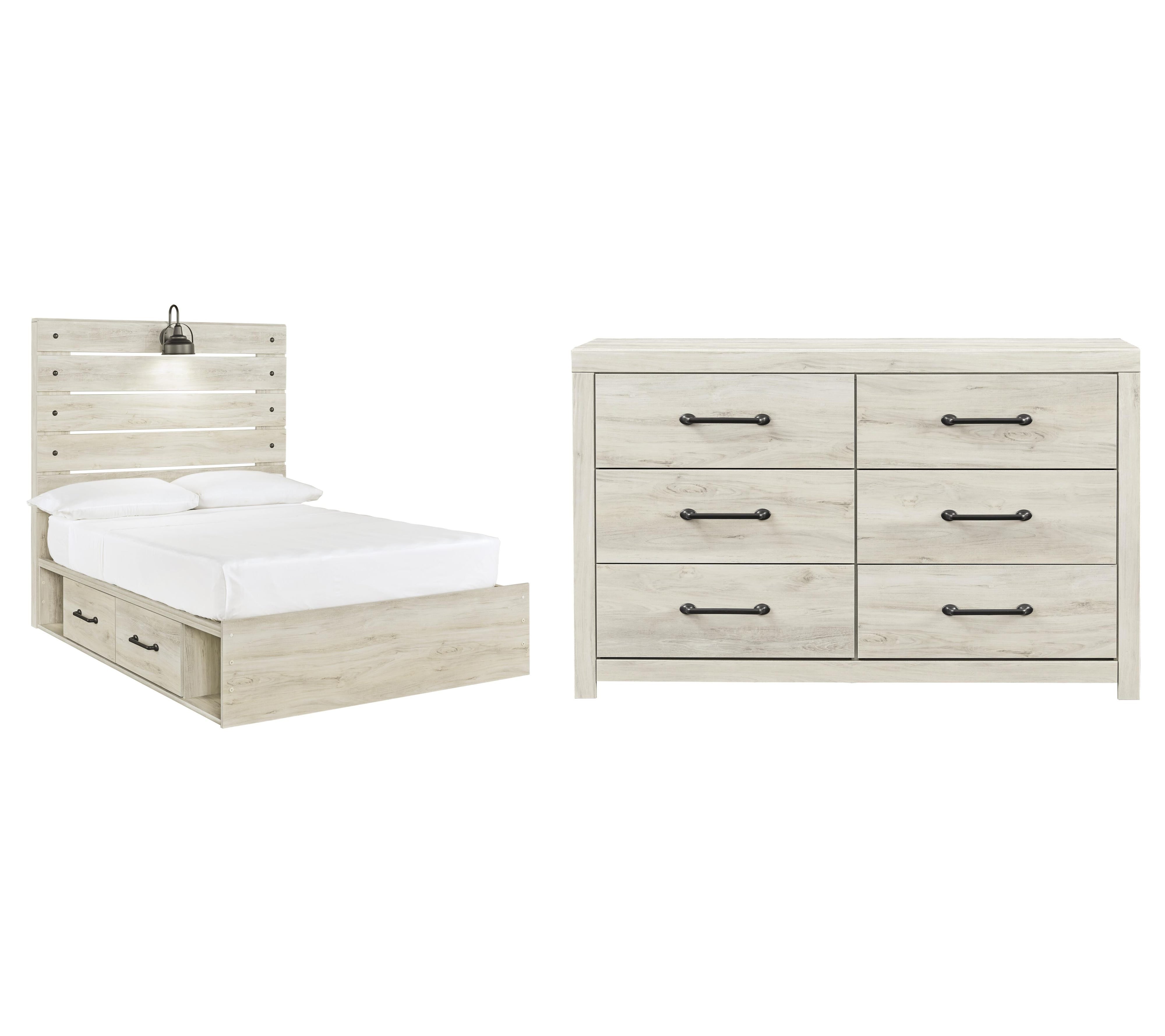 Cambeck Panel Bed with 2 Storage Drawers with Dresser