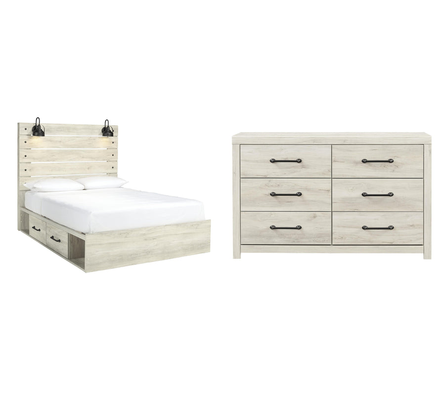 Averly Panel Bed with 2 Storage Drawers with Dresser