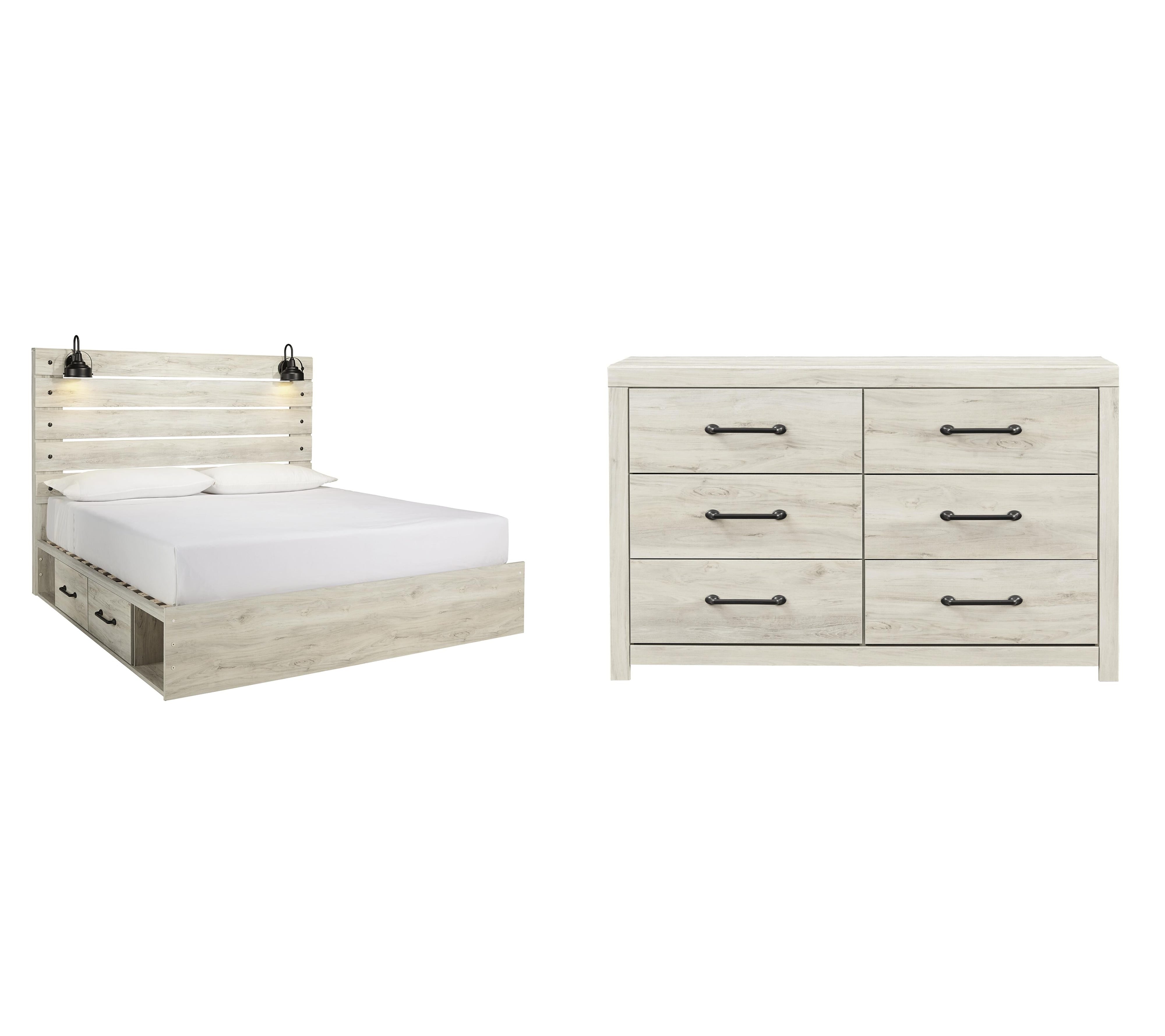 Cambeck Panel Bed with 2 Storage Drawers with Dresser