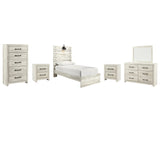 Cambeck Panel Bed with Mirrored Dresser, Chest and 2 Nightstands