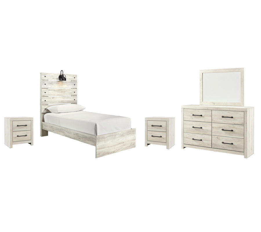 Cambeck Panel Bed with Mirrored Dresser and 2 Nightstands