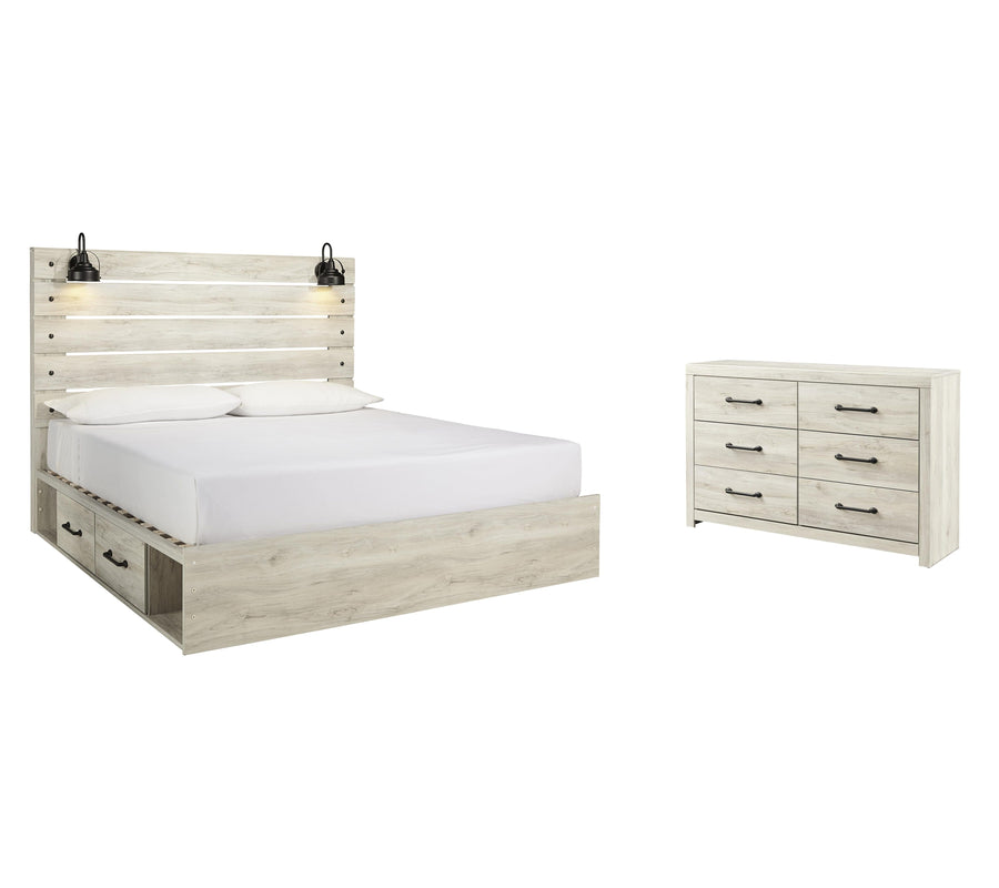 Averly Panel Bed with 4 Storage Drawers with Dresser