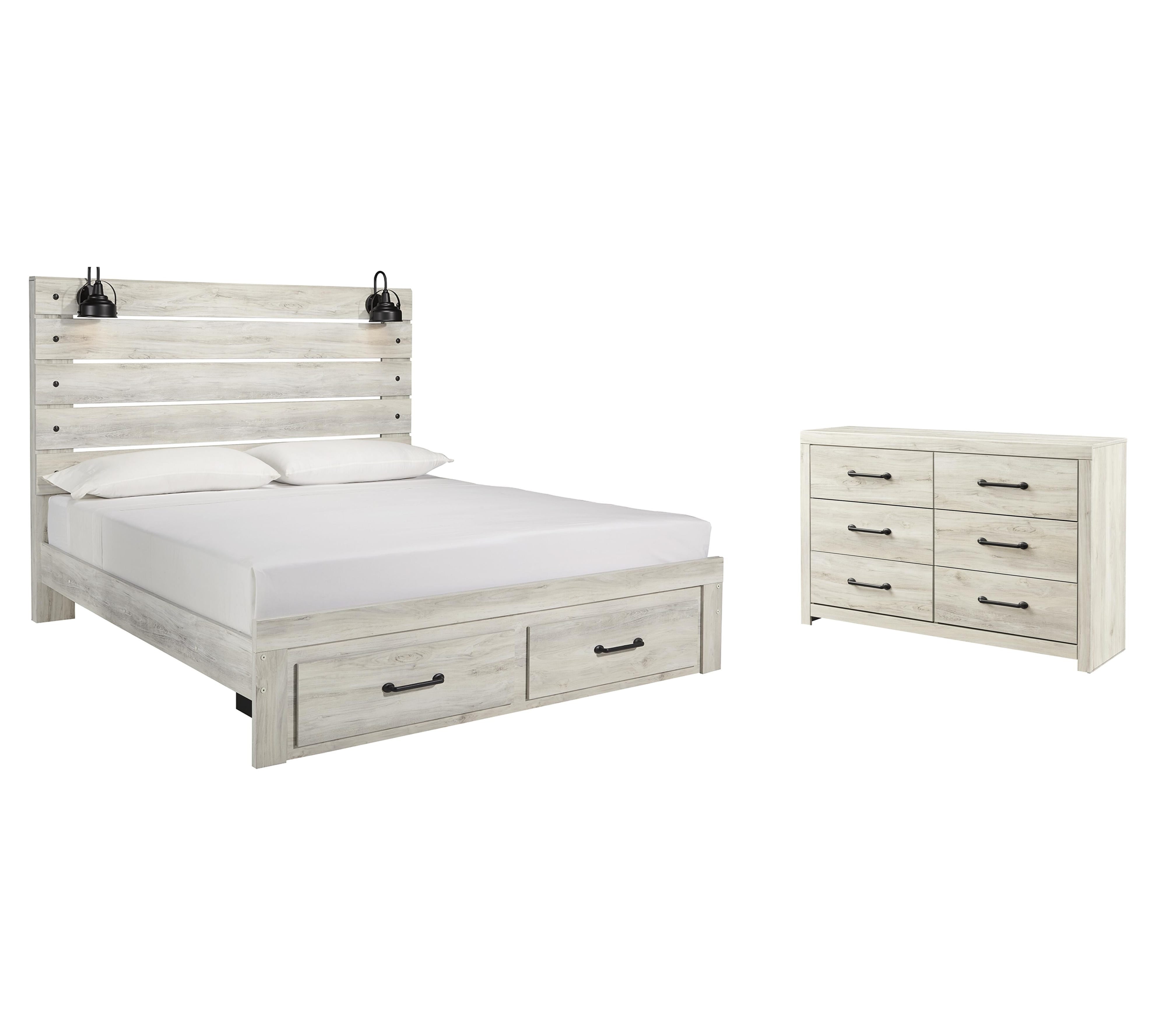 Cambeck Panel Bed with 2 Storage Drawers with Dresser