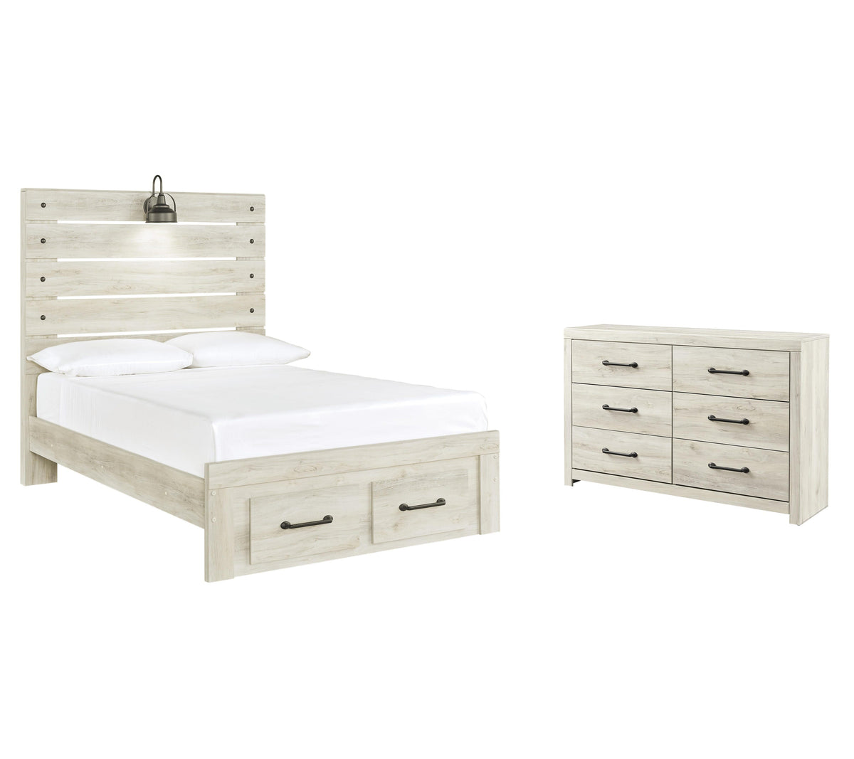 Cambeck Panel Bed with 2 Storage Drawers with Dresser