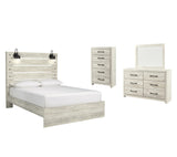 Averly Panel Bed with Mirrored Dresser and Chest