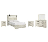 Averly Panel Bed with Mirrored Dresser and 2 Nightstands