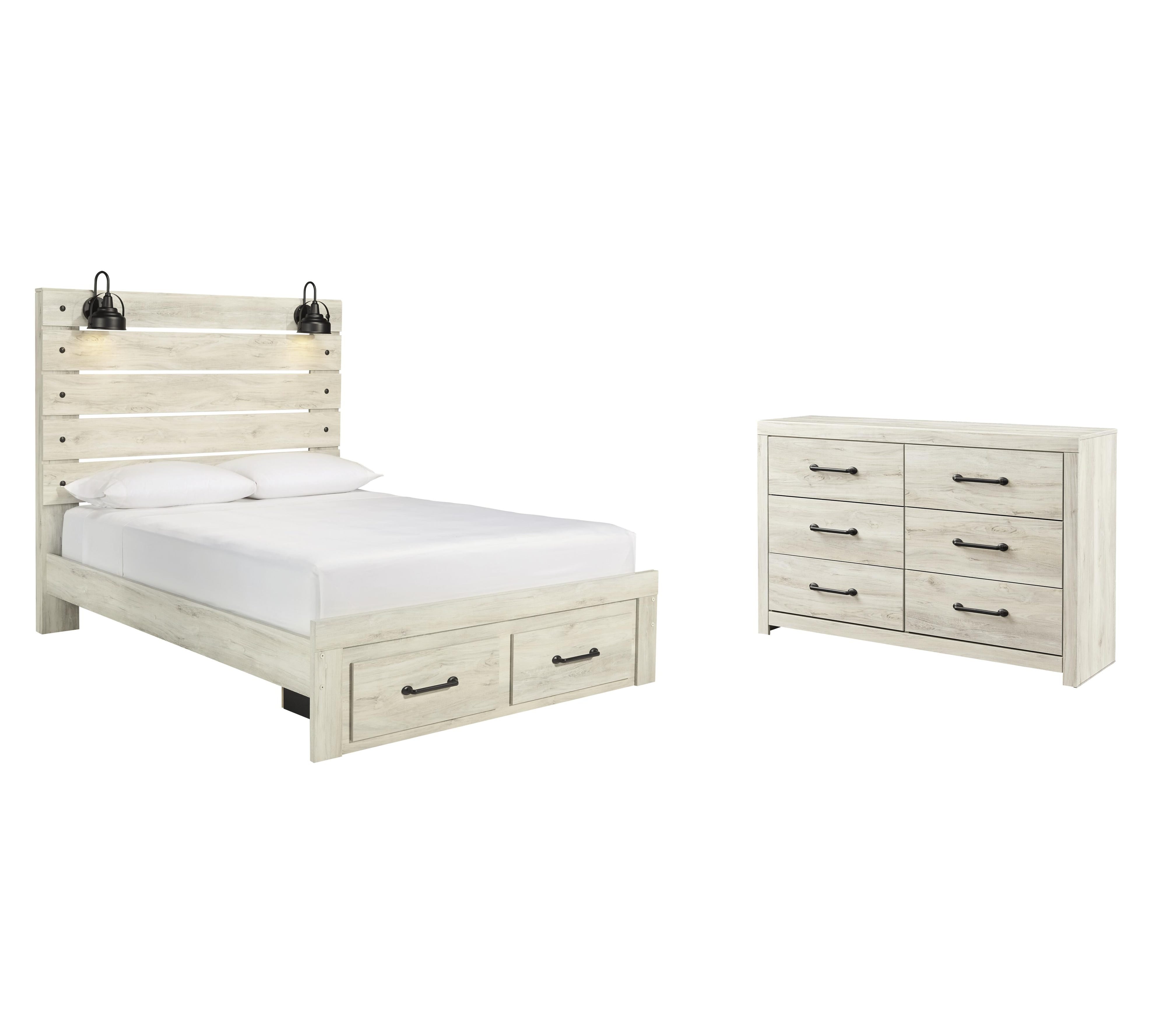 Cambeck Panel Bed with 2 Storage Drawers with Dresser