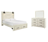 Cambeck Panel Bed with 2 Storage Drawers with Mirrored Dresser