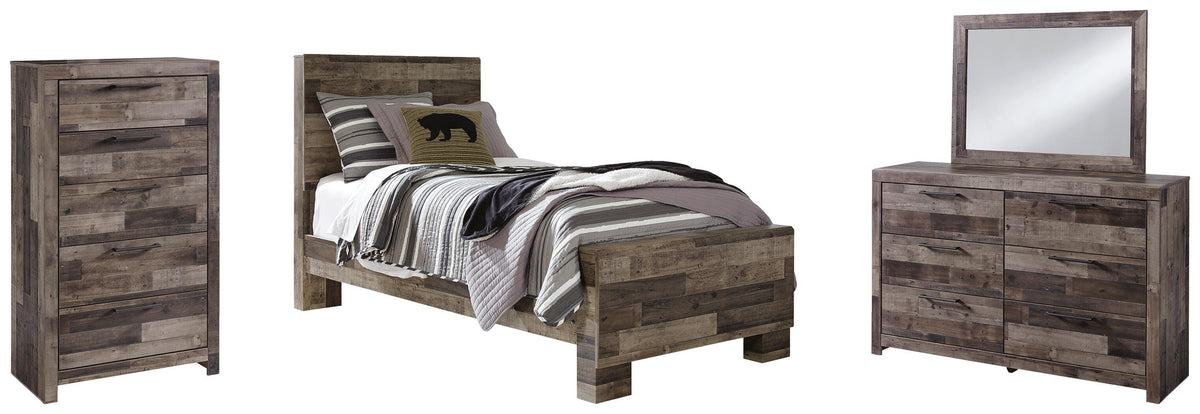 Derekson Panel Bed with Mirrored Dresser and Chest