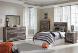 Derekson Panel Headboard with Mirrored Dresser, Chest and Nightstand