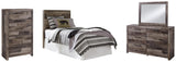 Derekson Panel Headboard with Mirrored Dresser and Chest