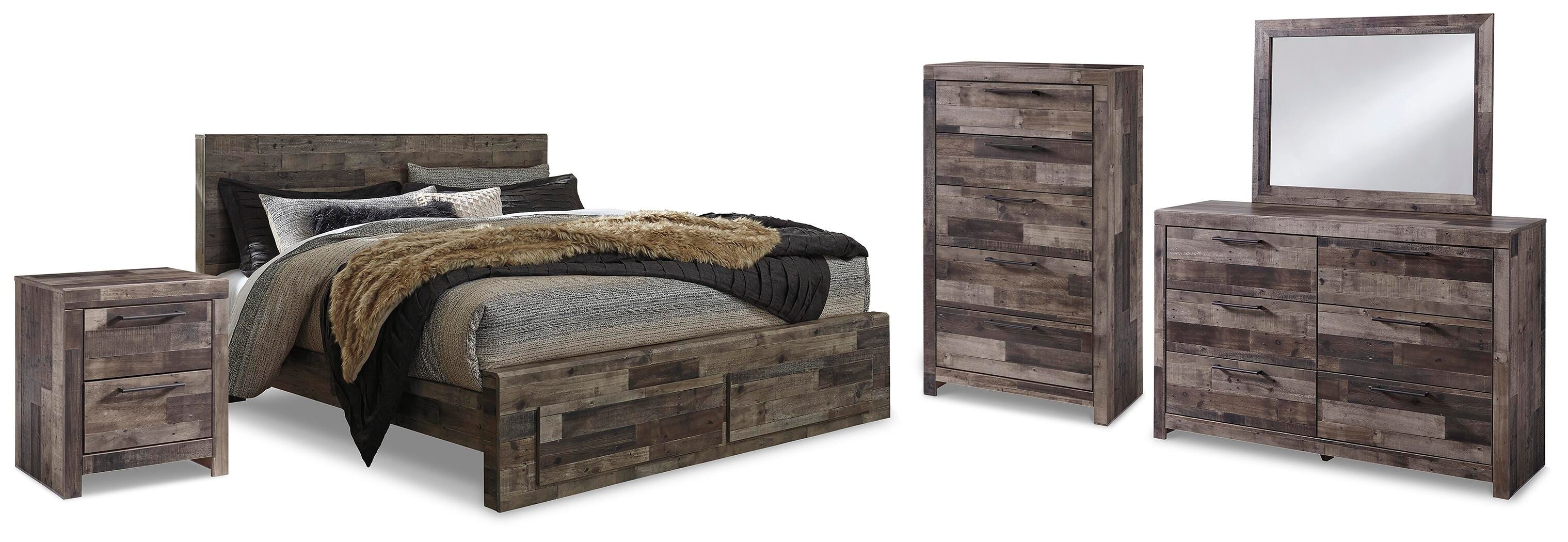 Derekson Panel Storage Bed, Dresser, Mirror, Chest and Nightstand