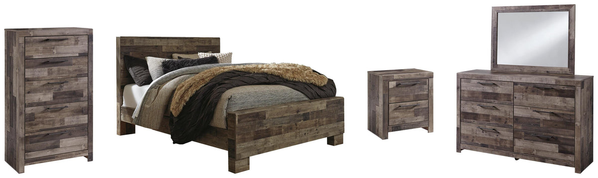 Kensley Panel Bed with Mirrored Dresser, Chest and Nightstand