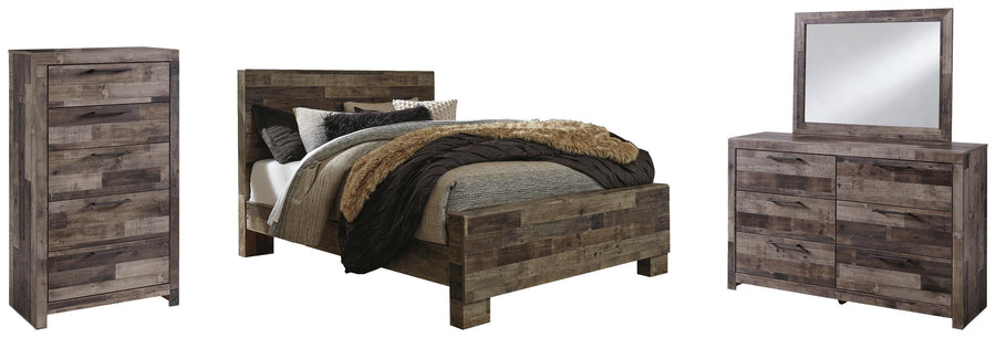 Kensley Panel Bed with Mirrored Dresser and Chest