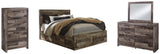 Derekson Panel Bed with 4 Storage Drawers with Mirrored Dresser and Chest