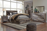 Derekson Panel Bed with 4 Storage Drawers with Mirrored Dresser, Chest and Nightstand