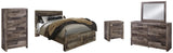 Kensley Panel Bed with 2 Storage Drawers with Mirrored Dresser, Chest and Nightstand