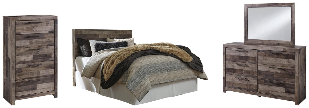 Kensley Panel Headboard with Mirrored Dresser and Chest