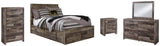 Derekson Panel Bed with 6 Storage Drawers with Mirrored Dresser, Chest and Nightstand